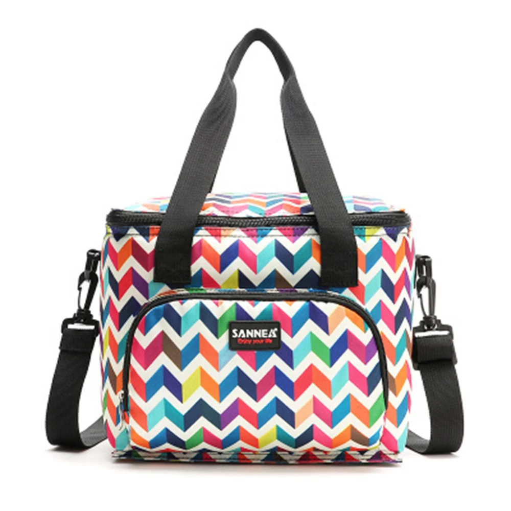 Muti-colour Large Capacity Portable Lunch Bag Fresh Keeping Box Insulated Tote Waterproof Cool Travel Food Lunch Storage Hand Bags - Color: Muti-colour