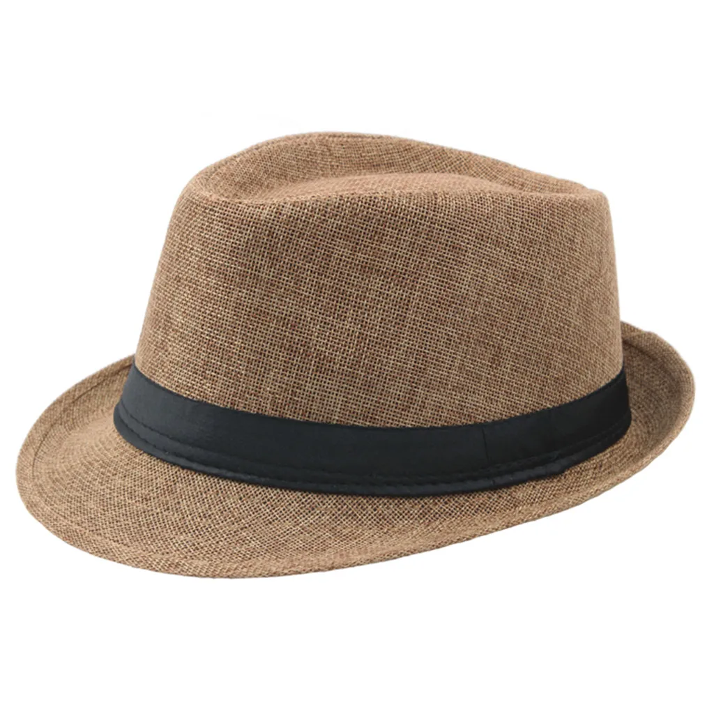 Модная мужская и женская соломенная шляпа от солнца, джазовая фетровая дышащая шляпа, уличная шляпа от солнца с фигурными полями,, летние пляжные шляпы для путешествий, Кепка - Цвет: Brown