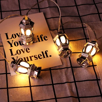 

Oil Lantern Pendant Muslin Ramadan Decor Lamp Christmas Party LED String Light