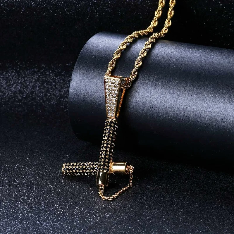 Hip Hop Micro Paved AAA+ Cubic Zirconia Iced Out Bling Nunchaku ...