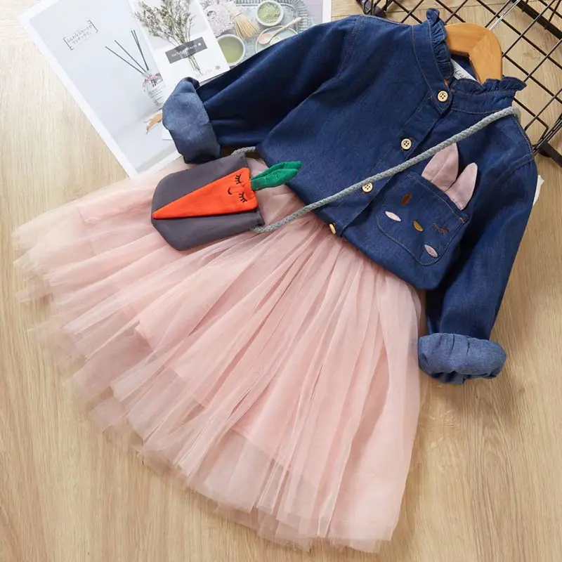 Pink no bag Melario /осенние платья для девочек; Новое Детское платье принцессы с принтом; костюм со звездами; одежда для детей; повседневная одежда для девочек; рождественское платье - Цвет: Pink no bag