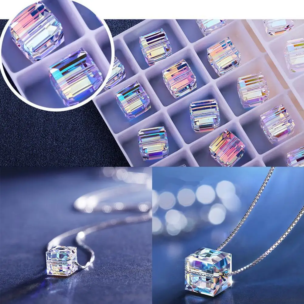 Женское Ожерелье Aurora Cube Sugar с подвеской из австрийского хрусталя гипоаллергенная