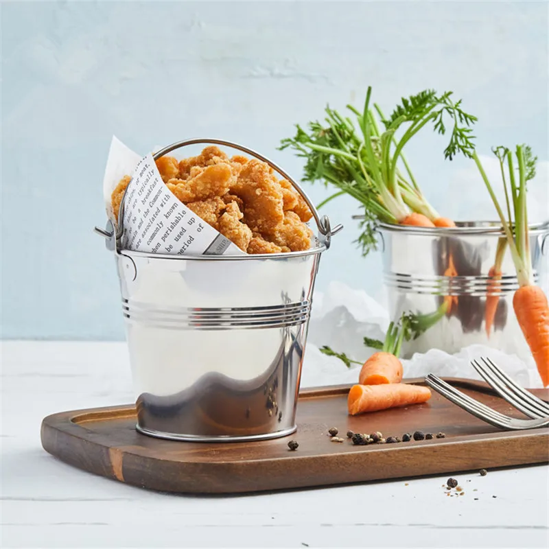 Net red beer barrel stainless steel 304 mini french fries barrel bar KTV ice bucket black snack iron bucket