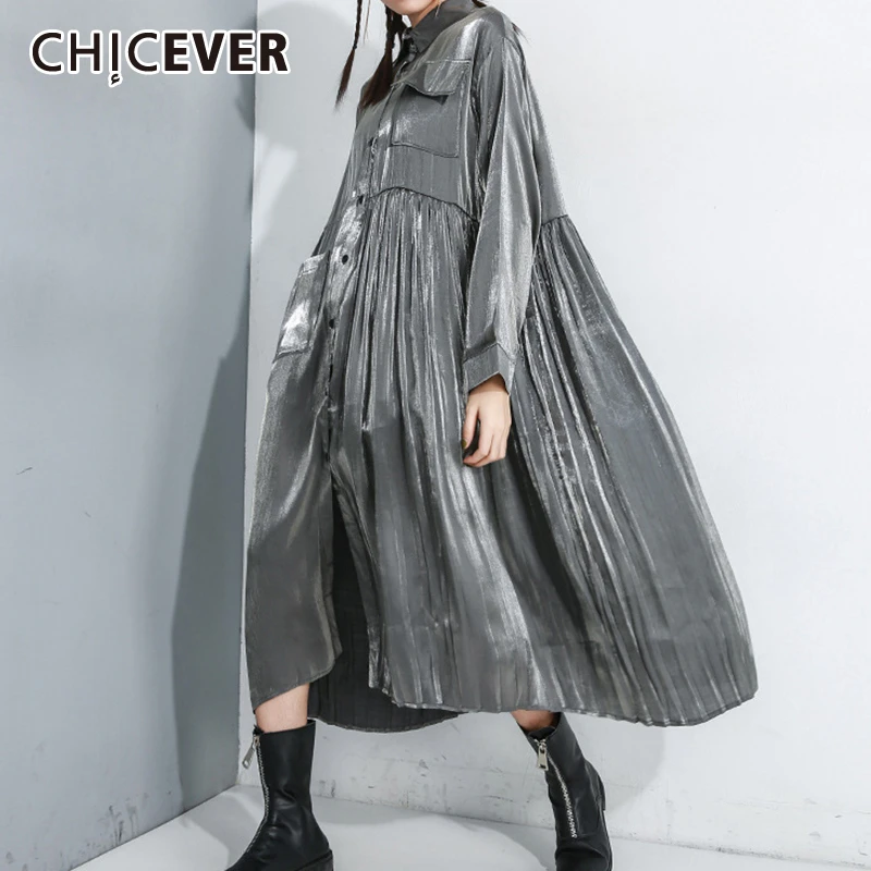 Женское платье с длинным рукавом CHICEVER BF свободное Повседневное средней длины