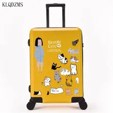 KLQDZMS 2" 24" 2" дюймов, модный чемодан на колесиках с мультяшным принтом, унисекс, чемодан на колесиках, дорожные сумки на колесиках