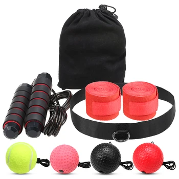 

Boxing Ball Set 3 Level Punching Training Ball Improving Reactions Speed Eye Coordination with Boxing Hand Wraps