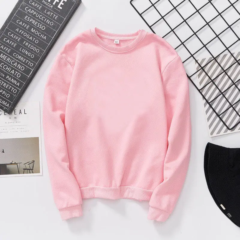 5-Solid color пуловер толстовка с длинными рукавами праздничный Забавный слоган теплый унисекс крутая Женская модная Эстетическая Одежда Топы в готическом стиле - Цвет: Розовый