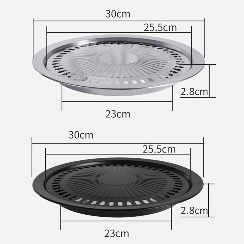 Saim Korean BBQ Grill Pan,Stainless Steel Non-Stick Roasting Smokeless  Barbecue Grill Pan,Round Korean Style Stovetop for Indoor Outdoor Camping  BBQ