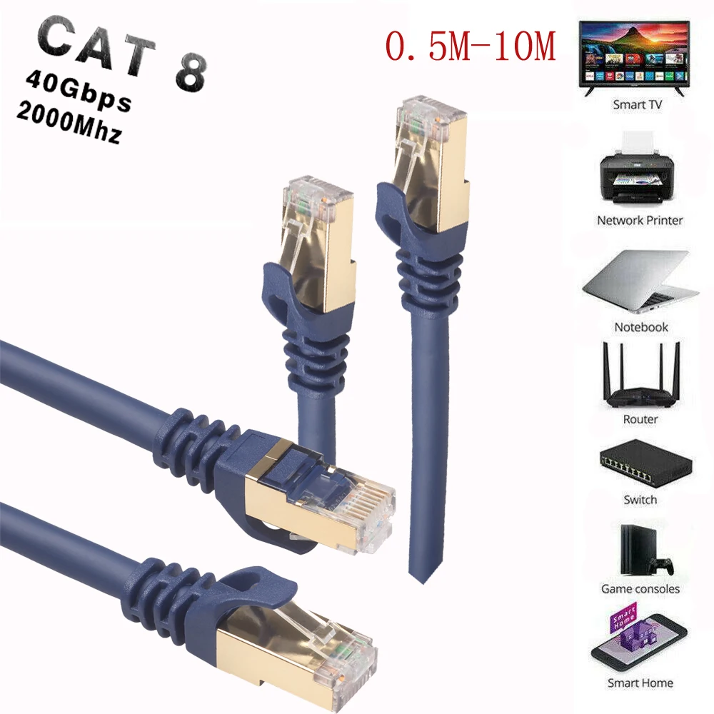 

0.5M-10M Cable Length Ethernet Cable RJ45 Cat8 Lan Cable UTP RJ 45 Network Cable for Modem Router Cable Ethernet 2000Mhz For PC