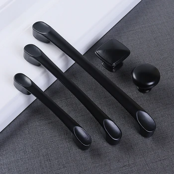 Aluminum Black Handles for Furniture Cabinet Knobs and Handles Kitchen Handles Drawer Knobs Cabinet Pulls Cupboard Handles Knobs