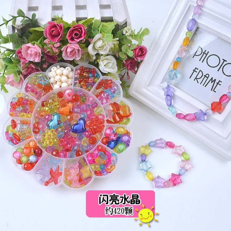 Sparkling crystal Бусины для изготовления бижутерии игрушки детские акриловые бусины набор аксессуары DIY Браслеты-игрушки Упакованные пластиковые бусины развивающие игрушки - Цвет: Sparkling crystal