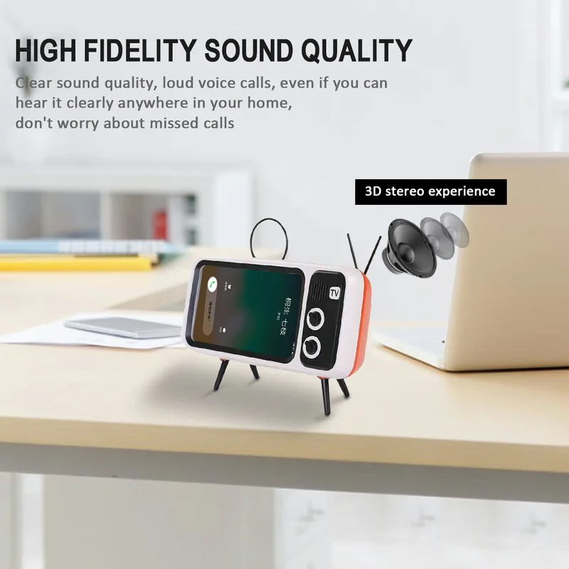Bluetooth Speaker 3 In 1 Retro TV Mini Portable Wireless Bluetooth Bass Speaker Mobile Phone Holder Speaker Retro Photo Frame