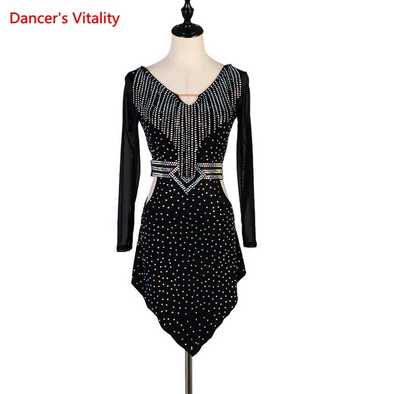 Костюм для латинских танцев на заказ роскошное платье с бриллиантами женщин и