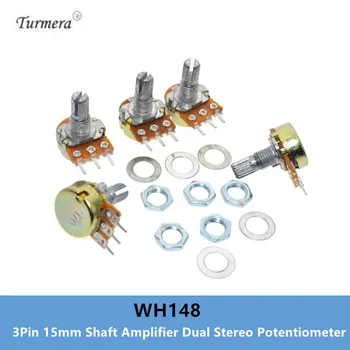 

WH148 B1K B2K B5K B10K B20K B50K B100K B500K 3Pin 15mm Shaft Amplifier Dual Stereo Potentiometer 1K 2K 5K 10K 50K 100K 500K 5pcs
