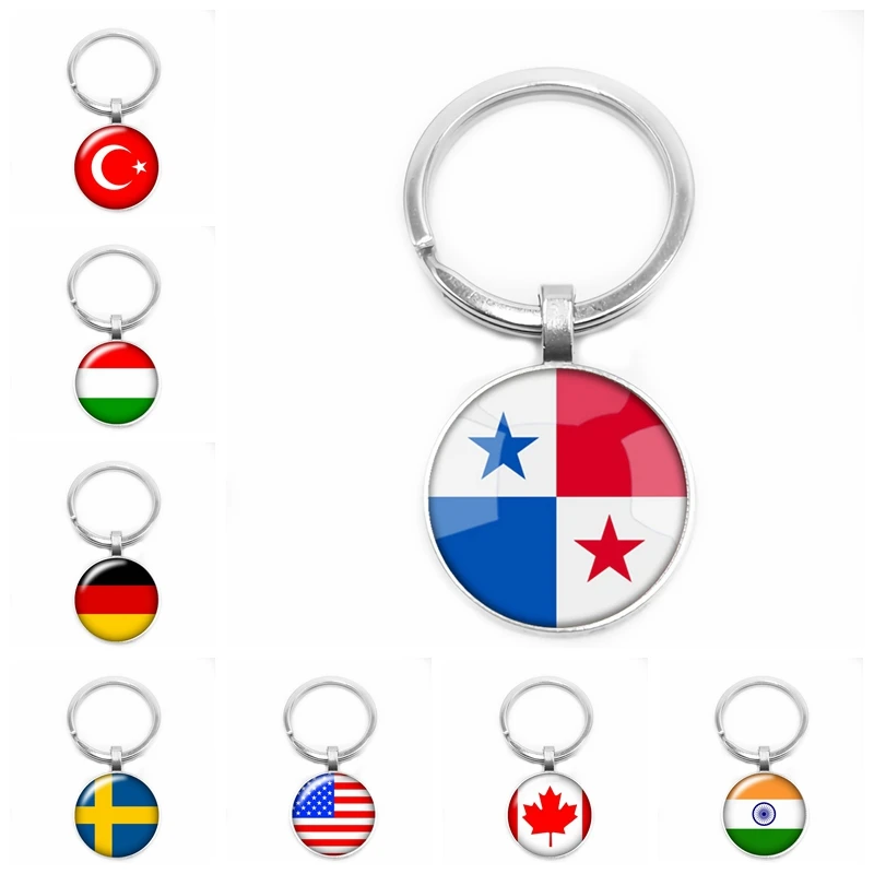 

American British Spain and Other Glamour Glass Dome Key Ring Key Ring Punk Women's Accessories Men's Accessories Keychain Gift