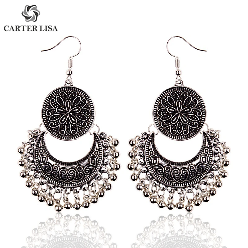 CARTER LISA этнические цыганские металлические кисточки золотые Jhumka Висячие серьги
