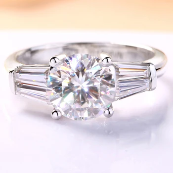 

1.5 Carat 18K White Gold Moissanite Diamond Ring Round Ladder Women Wedding Party Engagement Anniversary Ring 1.5 CT VVS D Color