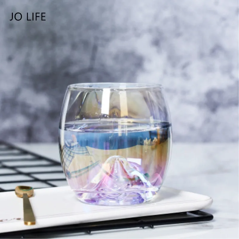 

JO LIFE Rainbow Glass Crystal Coffee Mug Magic Color Tea Beer Mug Creative Teardrop Whisky Wine Cup