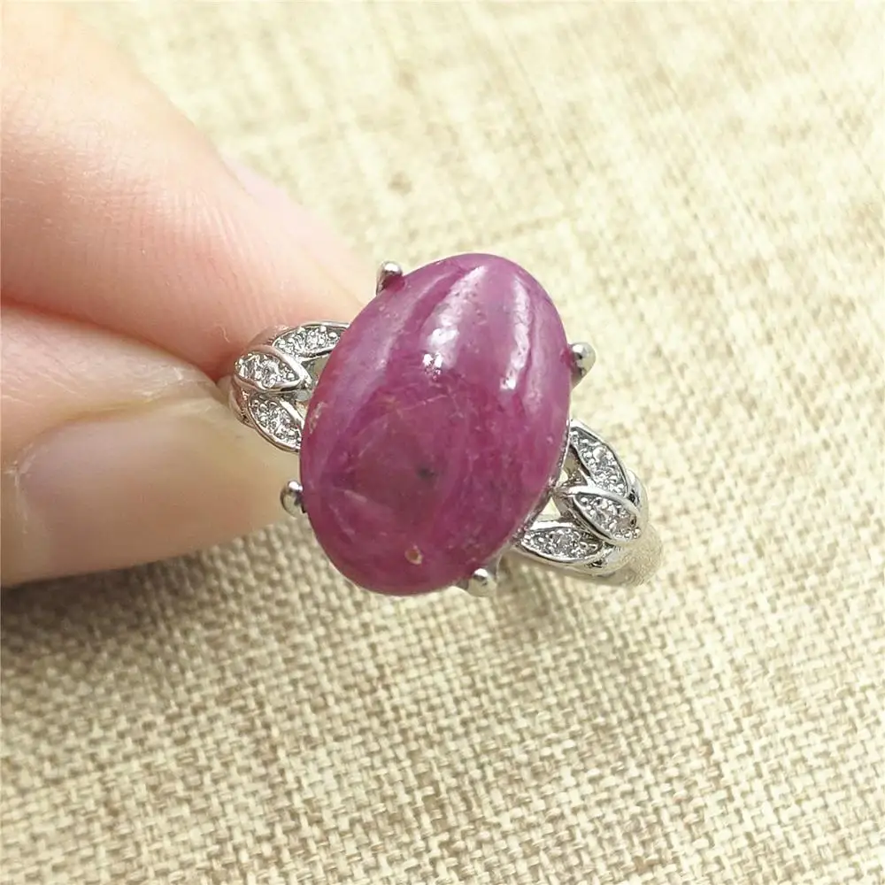 

Best Natural Ruby Red Gemstone Oval Adjustable Ring 13x10mm Crystal 925 Silver Woman Man Party Gift Rings Jewelry AAAAA