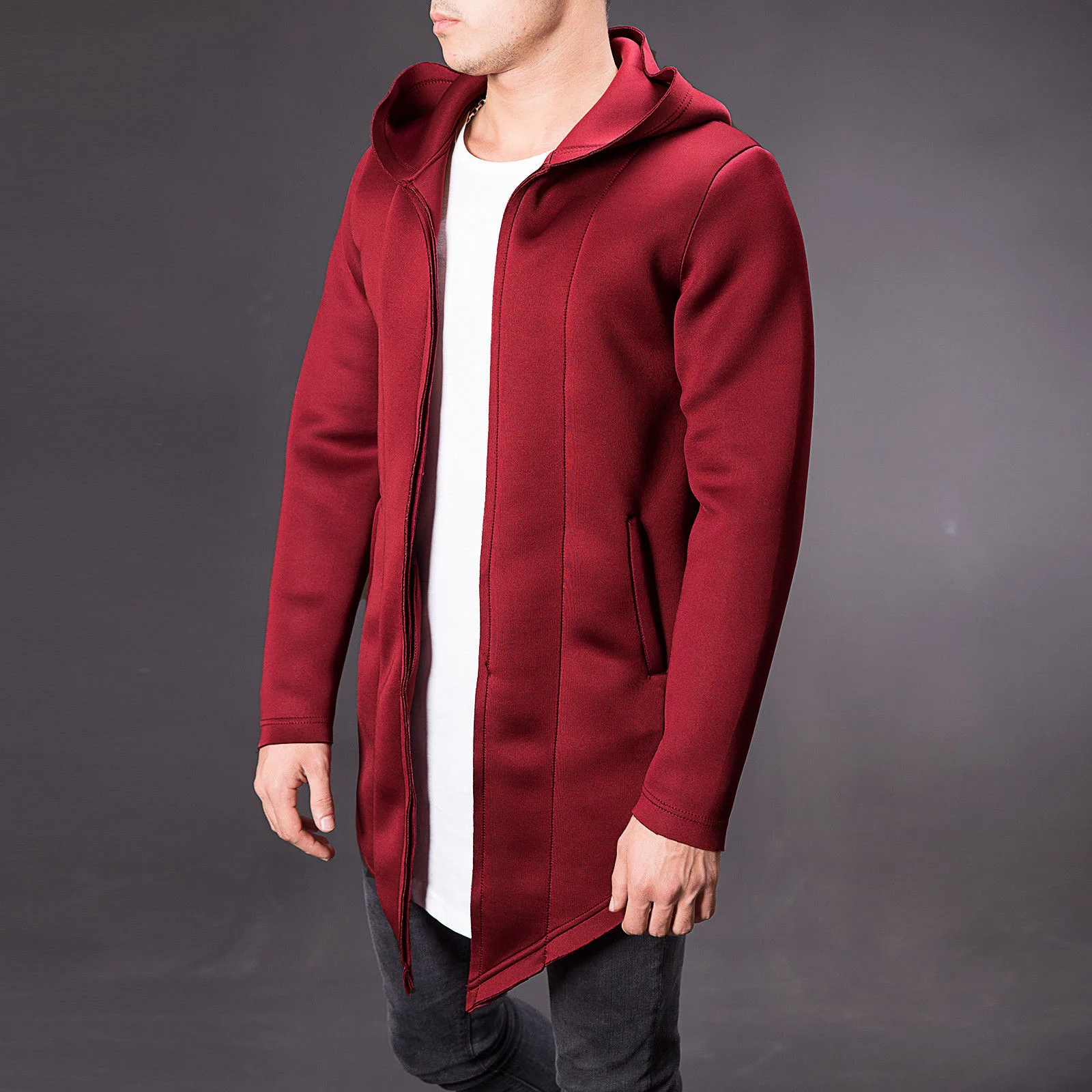 

Men Autumn Winter Hoodies Cardigan Coat Casual Solid Jacket With Pocket Male Hooded Trench Coat Jacket