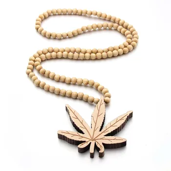 

Free Shipping Wholesale Maple Leaves / Leaf Pendant Good Wood Hip-Hop Wooden Fashion Necklace Jasw011