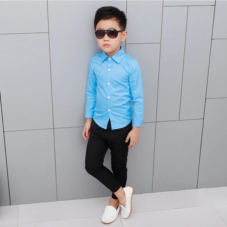 Blue shirt Костюм для мальчиков Детский костюм для свадьбы, дня рождения, костюм, пиджак, жилет, штаны детский смокинг из трех предметов, Танцевальная вечеринка, представление - Цвет: Blue shirt