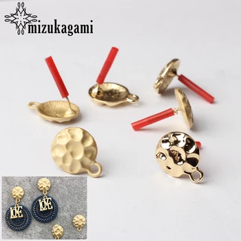 

Golden Zinc Alloy Ripple Round Ball Earrings Base Connectors Linker 6pcs/lot 13mm For DIY Earrings Jewelry Making Accessories