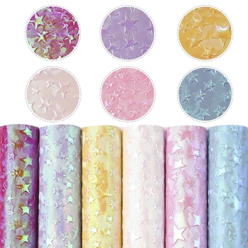 

David accessories 20*34cm 6Pieces/set Star Bump Synthetic Leather Patchwork Hair Bow Earrings Making Handbag Phone,1Yc10511