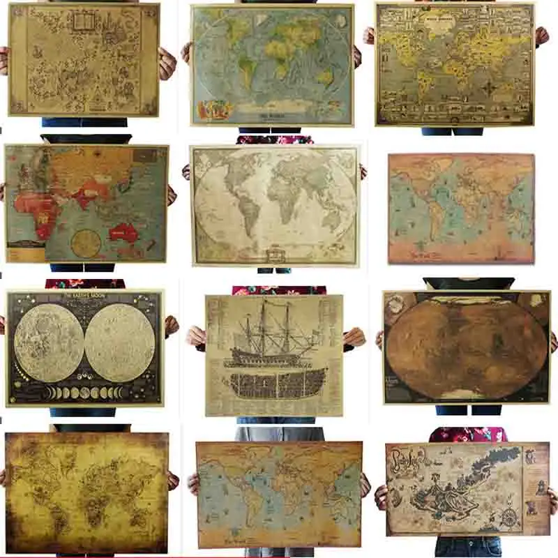 Большой Винтажный стиль ретро бумажный плакат глобус Карта старого мира подарок для мальчика девочки