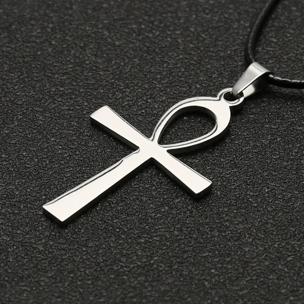 Ankh Cross Necklace Key of Life Amulet Ancient Egyptian Religion Symbol Silver Pendant New Stainless Steel Jewelry Men Wholesale