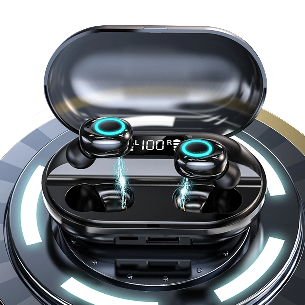 TWS-стереонаушники с зарядным устройством и светодиодный кой Bluetooth | Электроника