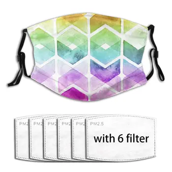 

Watercolor Chevron Rainbow Mouth Mask Reusable Dust Face Masks Replaceable Filter Waterproof Mask