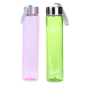 

2 Pcs 280ML Portable Transparent Bike Bicycle Sports Unbreakable Plastic Water Bottle, Green & Pink