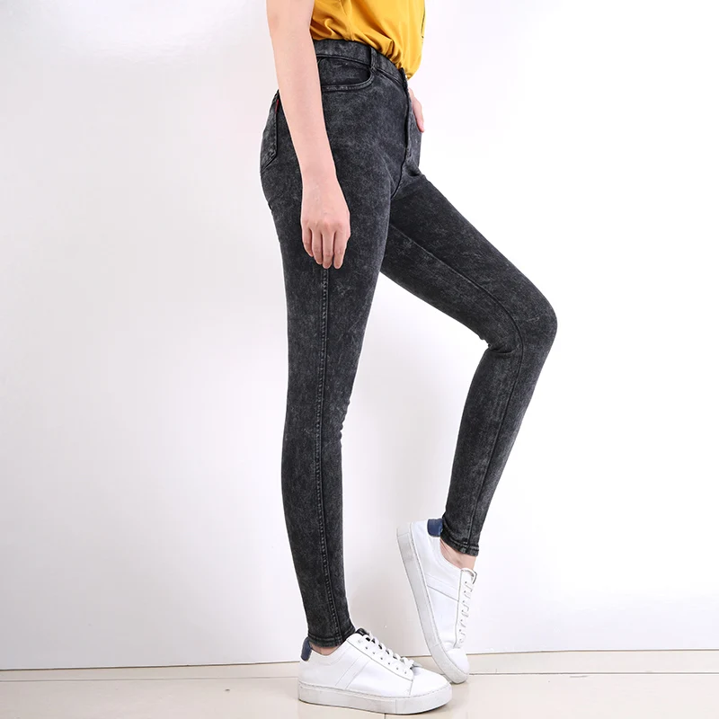 Женские облегающие джинсы LEIJIJEANS, классические высокоэластичные черные джинсы средней посадки со снежинками, модель 9259 большого размера