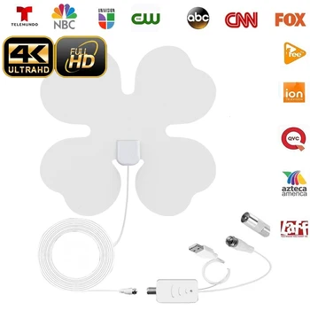 

Lucky HDTV indoor and outdoor universal antenna support 4K with signal amplifier 120miles 16FT white ATSC DTB-T Global use