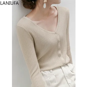 

fashion Women Sweater Women Casual Loose Elasticity Sweater autumn winter warm Soft Knitted V-neck Pullovers Women Sweater Y966