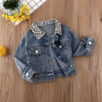 

Autumn Baby Girls Kids clothes Button pocket Warm leopard print Outerwear turn-down collar long sleeve Toddler Coat one pieces