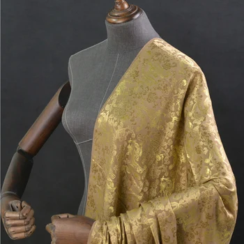 

Dark Golden dragon design china style silk rayon blended fabric fashion silk fabric,SFF210