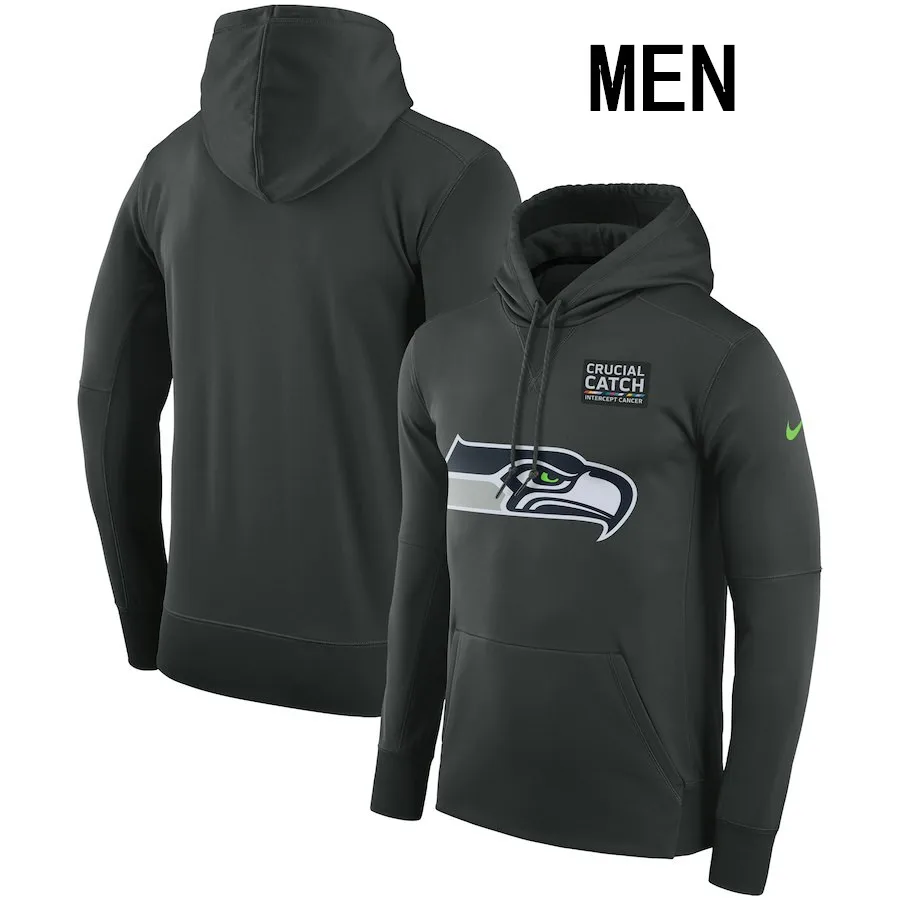 men S-3XL Сиэтл для мужчин и женщин толстовка Seahawks Crucial Catch производительность Американский Футбол Толстовка Антрацит - Цвет: men S-3XL