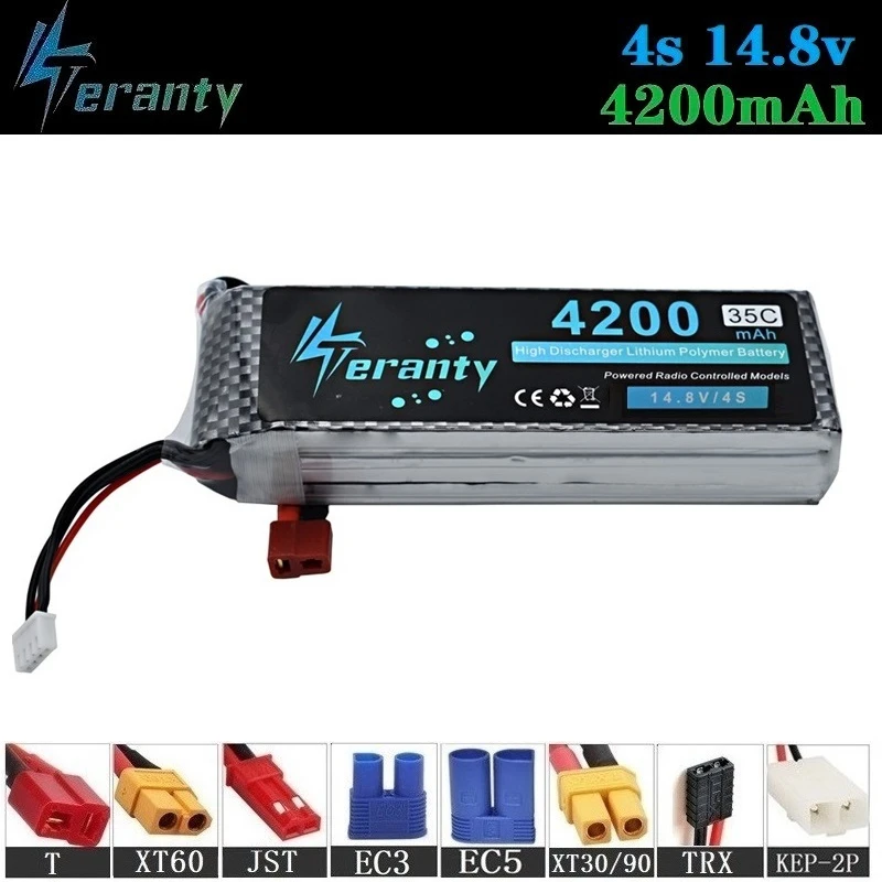 

100% Capacity 4S 14.8v 4200mAh 35C LiPo Battery For RC Drone RC Cars RC Robots RC Boats toy 14.8v Rechargeable Lipo Battery 1pcs