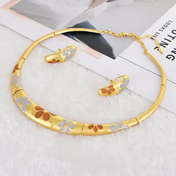 

Viennois Africa Jewelry Set For Women Gold Plated Flower Design Necklace and Earring Jewelry Set Dubai Jwelry for Women