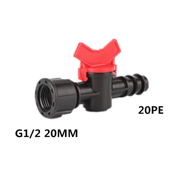 20mmInternalG12Valve 20PE PE соединитель трубы для орошения теплицы G1/2 G3/4 водный фитинг водопроводного крана кран резьба Авто Полив шланг адаптер - Цвет: 20mmInternalG12Valve