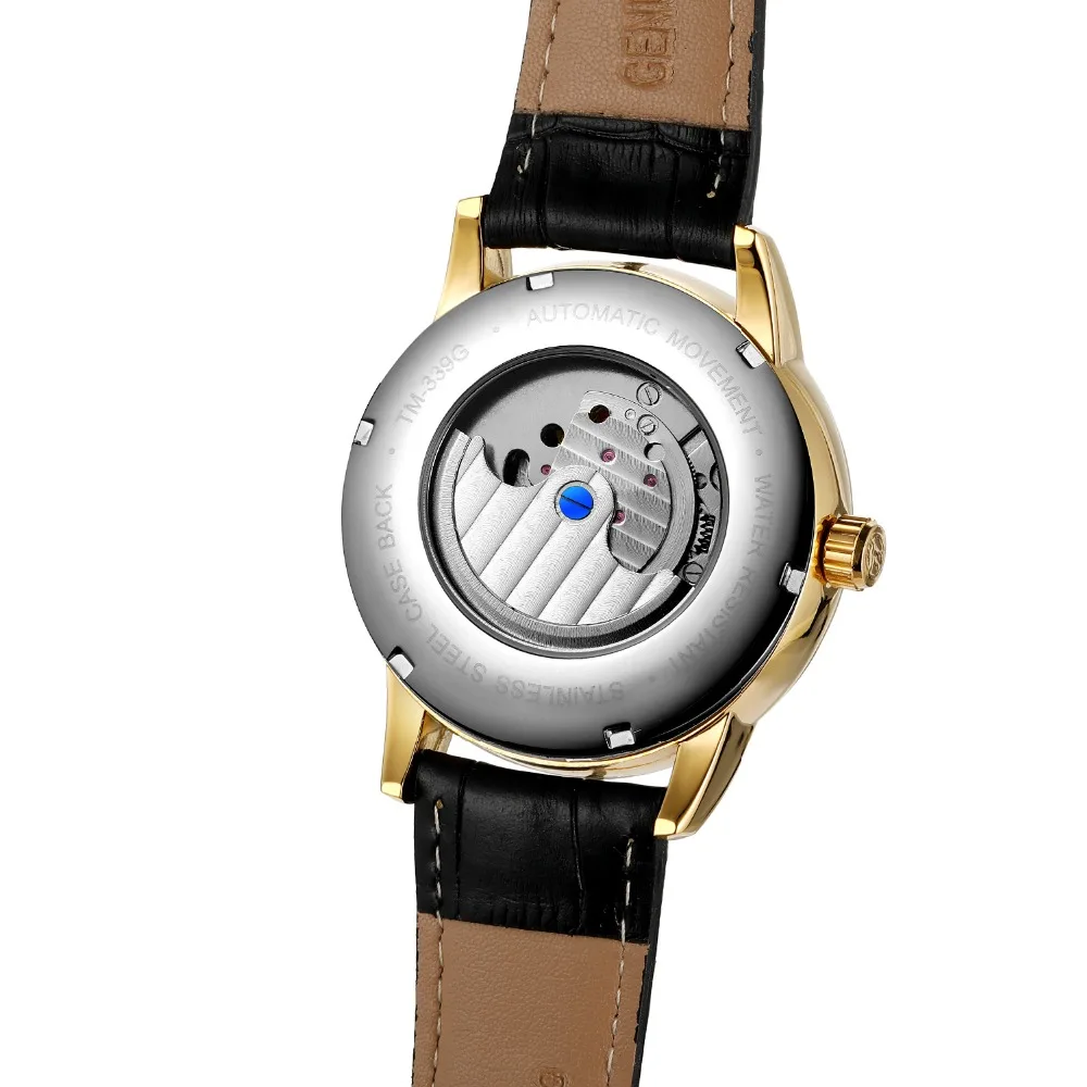 Forsining классические синие Moon Phase механические часы черный ремень из натуральной кожи мужские наручные часы мужские Reloj Hombre