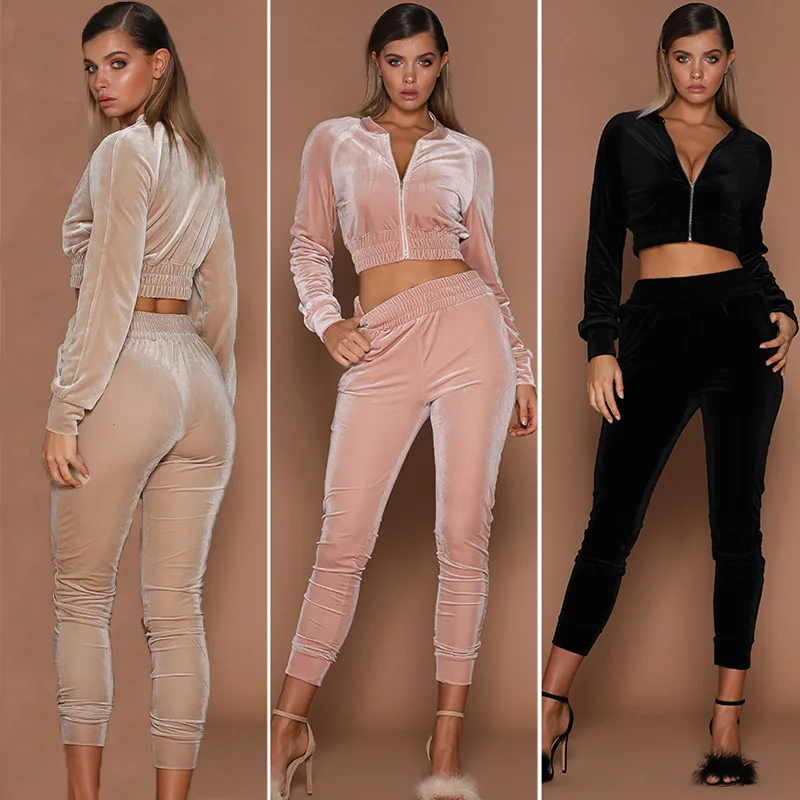 

2 Piece Set Jogging Suits Zipper Cardigan Sweater Long Sleeve+ Casual Pants Suits Women Autumn Winter Joggers Sports Wear