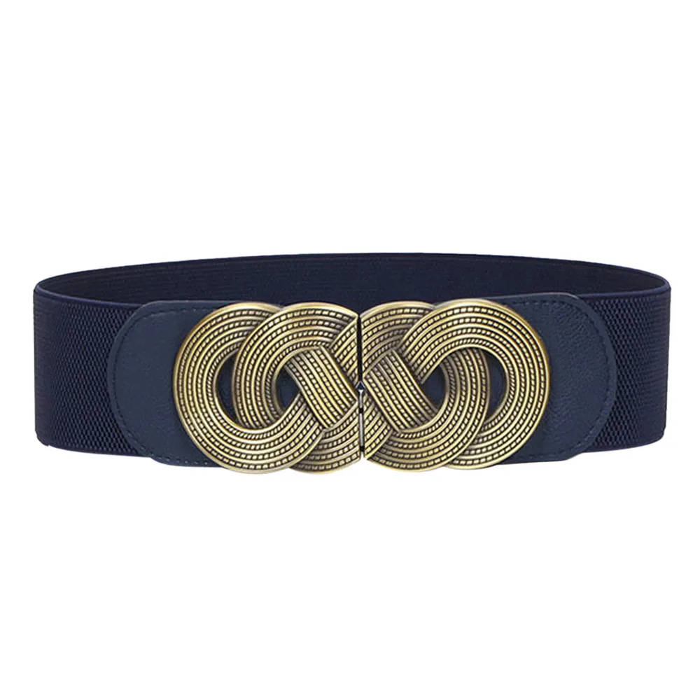 Темно-синий KANCOOLD Vintage Ladies Fashion Decorative Elastic Belt Buckle Belt Adjustable Patent Leather High Quality Fine Women's Belt - Цвет: Темно-синий