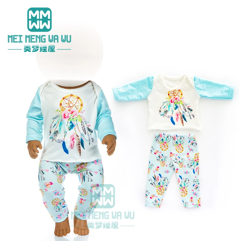 Одежда для куклы, подходит 43 см, кукла для новорожденных, Рождественская Домашняя одежда, мультяшная домашняя одежда