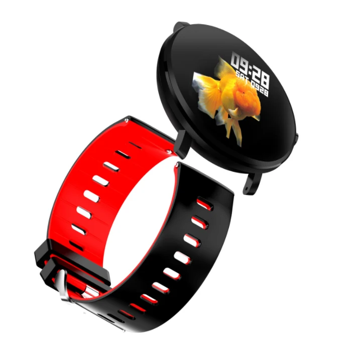 K9 Smart Watch Bluetooth Sports Bracelet Heart Rate Tester Outdoor Pedometer-Black+Red