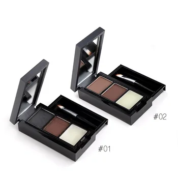 

3 Colors Professional Eye Shadow Powders With Mirror Brush Makeup Eyebrow Waterproof Palette MP789