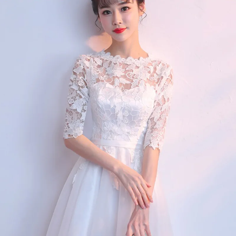 Женское короткое вечернее платье невесты элегантное облегающее кружевное Ципао