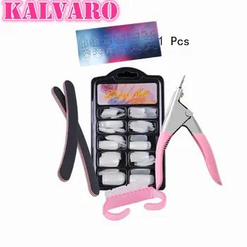 

Kalvaro 100 Pcs Natural Acrylic French Tips & Nail Art Jelly Glue Cutter Polish File Tools kits Set